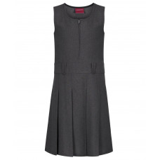 Girls Pinafore Flower button Grey